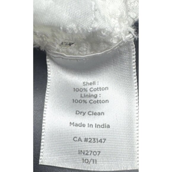 Talbots Women’s Cotton White Eyelet 3/4 Sleeve Lined V Neck Pullover Tunic Sz 8 - Picture 6 of 8